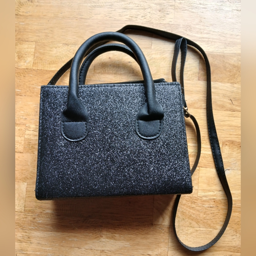 Elegant Black Glitter Handbag